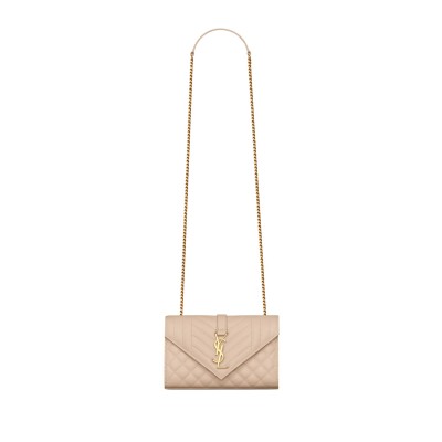 YSL ENVELOPE SMALL IN QUILTED GRAIN DE POUDRE EMBOSSED LEATHER 600195BOW912721 (21*13*6cm)